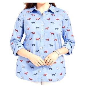 Talbots Cotton Dachshund Weiner Dog Button Down Shirt